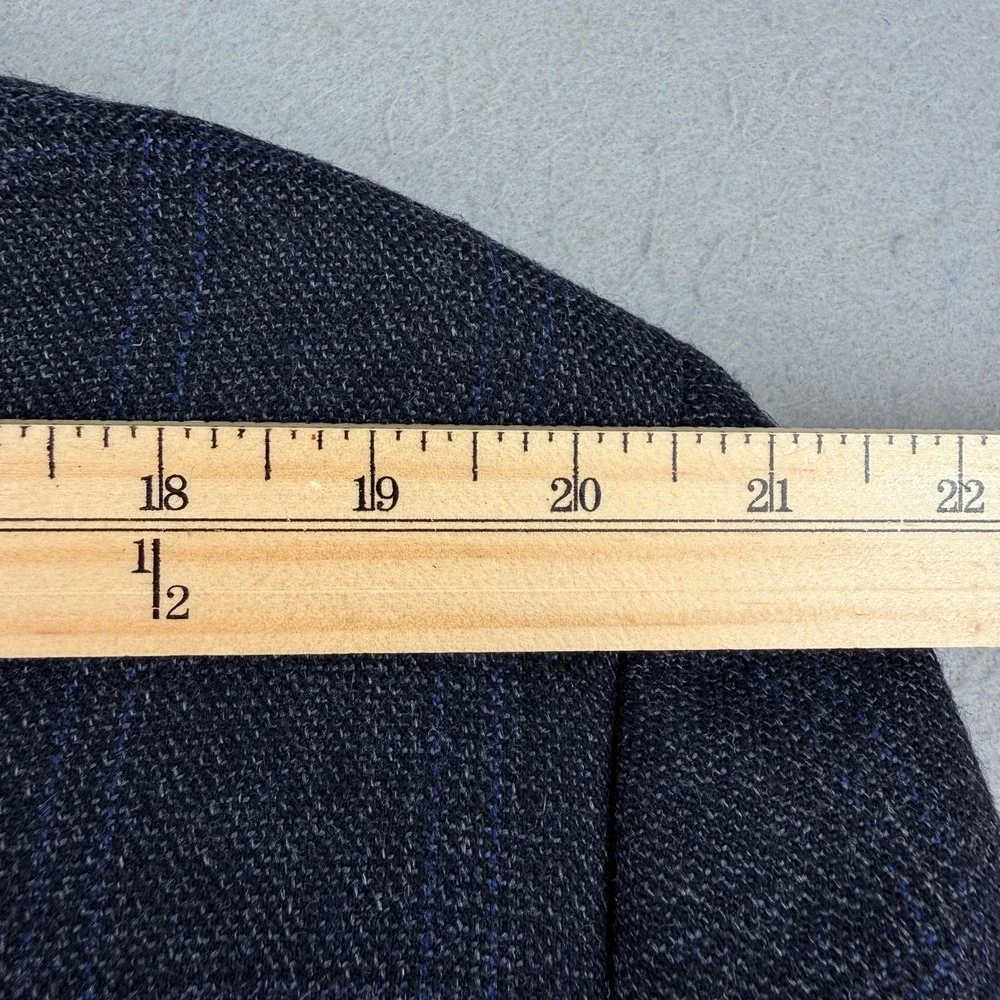 Joseph & Feiss Gold Mens 46R Blazer Jacket 100% Wool Gray Blue Plaid‎ 2-Button